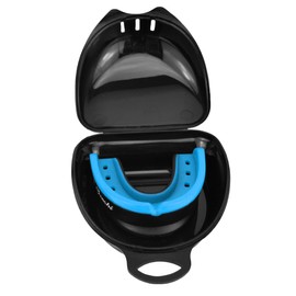 Senshi Japan Face Mask for Contact Sports and Rugby, Boxing, Karate, Hockey, etc. Features Air Vent Design - The Ultimate Self Fit Mouth Guard - Adult Size Black / Blue