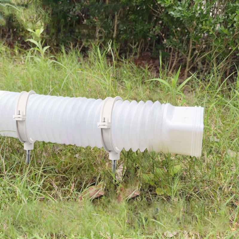4 Sets Gutter Downspout Brackets, Round PVC Rainwater Pipe Extensions