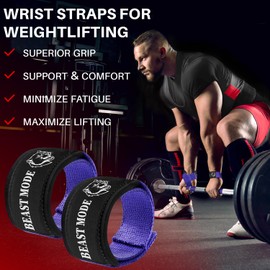 TECEUM Lifting Wrist Straps with Neoprene Padding Support – Purple – Beast Mode – Heavy Duty Wrist Workout Straps For Men and Women – Ideal for Powerlifting, Strength Training, Bodybuilding