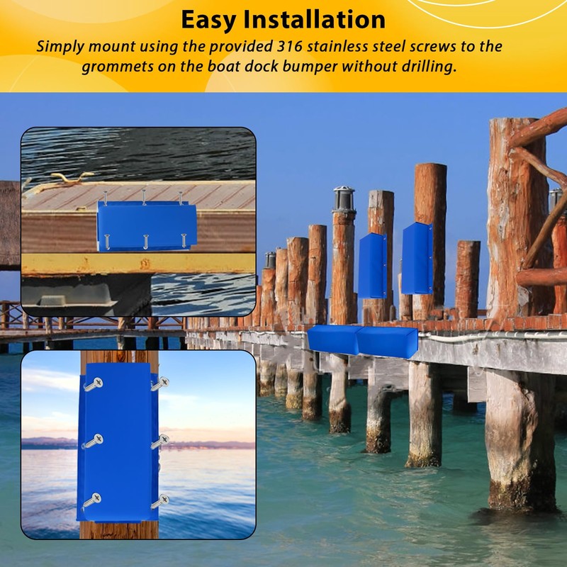 VEITHI Dock Bumper Blue,Dock Bumper Guard with Screws,Boat Dock Bumper