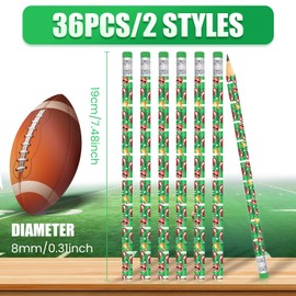 RUMIA 36 Pcs Football Pencils for Kids Fun Wooden Pencils with Eraser for Football Party Favors for Football Birthday Party Students Back to School Classroom Office Prizes Rewards Supplies