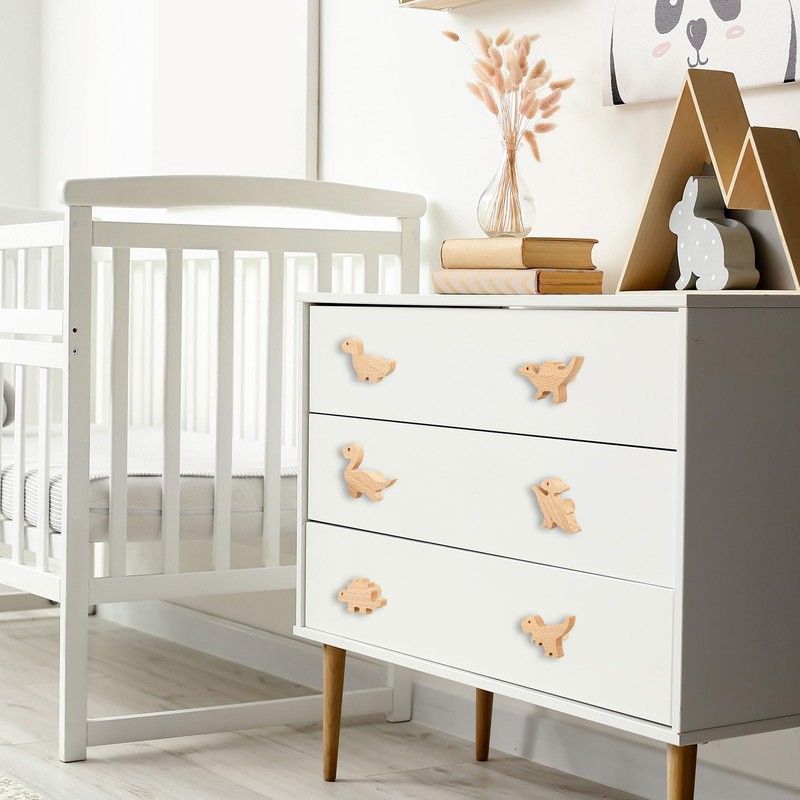 Burbell 8 Pcs Wooden Animal Cabinet Knobs Wood Drawer Knobs