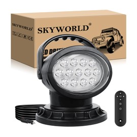 SKYWORLD 8 inch 38W LED Search Light, Portable Magnetic Base 360° Rotating Remote Control Led Work Light, 12V 24V Driving Lights Lamp for Car Off Road Truck 4x4 SUV ATV Protection Emergency Lighting