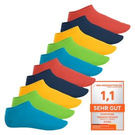 Footstar Original Sneak It! Trainer Socks Unisex Trainer Socks in Sizes 35-50, Many Trendy Colours, 10 Pairs - 47-50