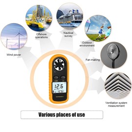 RUZIZAO Handheld Anemometer, Digital Wind Speed Meter Air Flow Velocity Tester for Measuring Wind Speed Temperature and Wind Chill, Portable Wind Gauge for HAVC Drone Sailing Fishing(LCD Backlight)