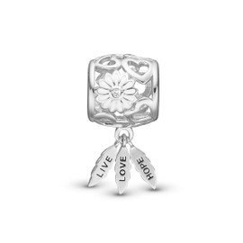 CHRISTINA Live, Love, Hope Charm | Sterling Silver Charm Pendant | Charms Silver with Topaz | Women's Bracelet Silver Jewellery | Symbol of Life, Love & Hope, One size, Sterling Silver, No Gemstone