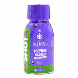 BEE&YOU Propolis Shot with Elderberry + Carob for Children (12 x 50 ml) The Natural Immune Booster for Children with Vitamin C