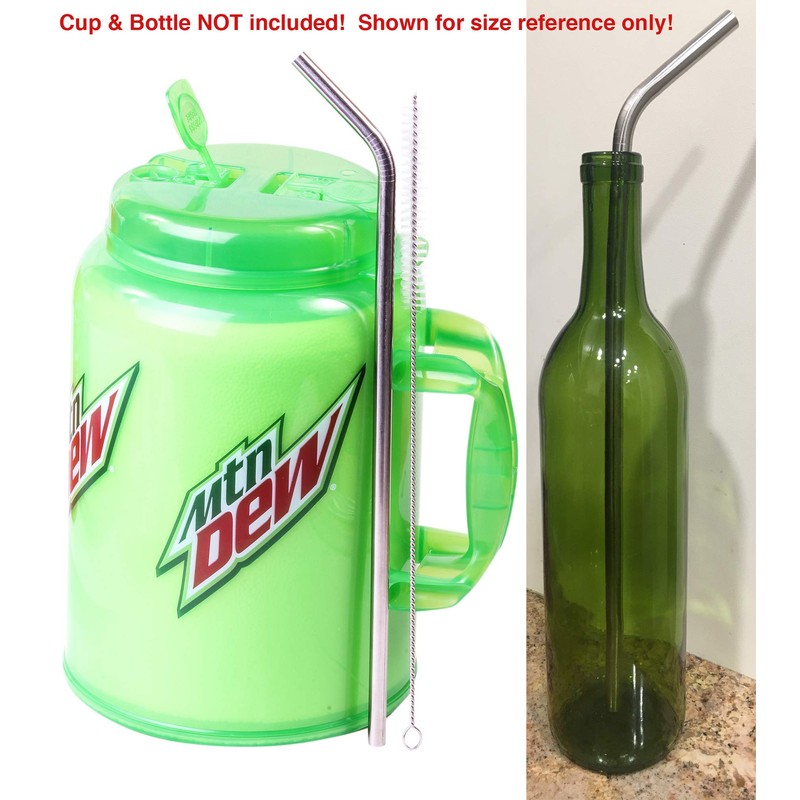 2 JUMBO 14" Stainless Steel Straws 100 oz HUGE SUPER