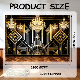 7 x 5 Ft Great Gatsby Backdrop, 1920s Gatsby Party Decorations