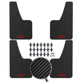 XUKEY Universal Mud Flaps, Front and Rear Deluxe Molded Black Splash Guards, PP+TPO Plastic, 4-Pack Set with Screw Fixings, for Car, Pickup, SUV, Van, Truck(R.S MUD Flaps Logo)