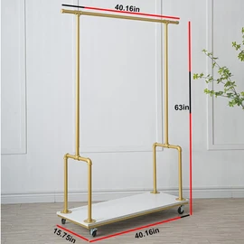 FOF FRIEND OF FAMILY Industrial Pipe Clothing Rack Garment Racks, Retro Vintage Rolling Rack with Wheels (White color)