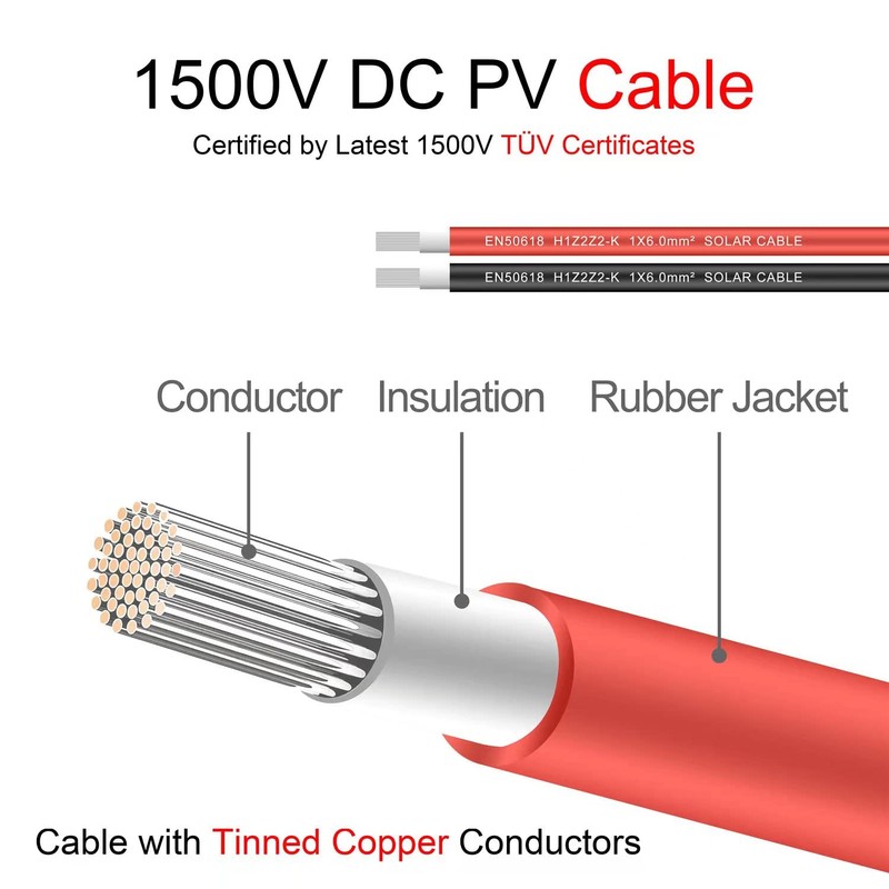 SGANGCAR Solar Extension Cable 30 Feet 10AWG Solar Panel Cable