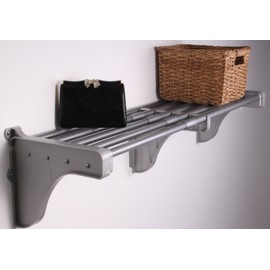 EZ Shelf-Expandable-Closet Shelf (NO Hanging Rod)- 42.5” to 75” -Silver-Easy Install to Backwall(Floating)-Wire Closet Shelving Alternative-(EZS-S72S-1-2)