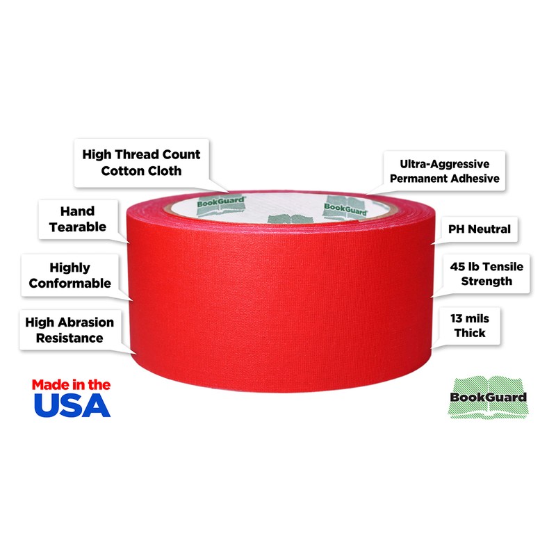 BookGuard 2 inch Premium Bookbinding Repair Cloth Tape, 15 Yard