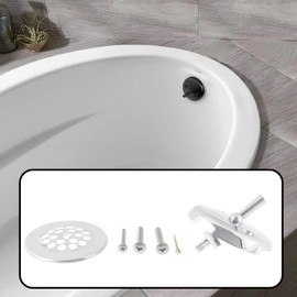 SG Store Bathtub Cover Set with Release Lever Overflow Cover with Two Holes Bathtub Overflow Cover for 1-1/2 Inch 1-3/8 Inch Chrome