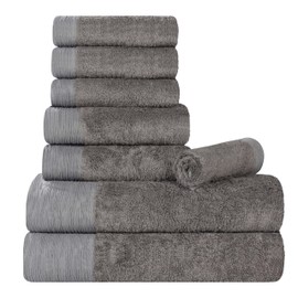 Superior Rayon from Bamboo Blend 8-Piece Towel Set, Luxury Quick Dry, Bathroom Essentials, Shower, Spa, Plush Soft Absorbent Towels, Includes 2 Bath, 2 Hand, 4 Washcloth/Face Towels, Charcoal