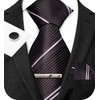 TIE G Stripe Plaid Mens Ties Set in Black Gift