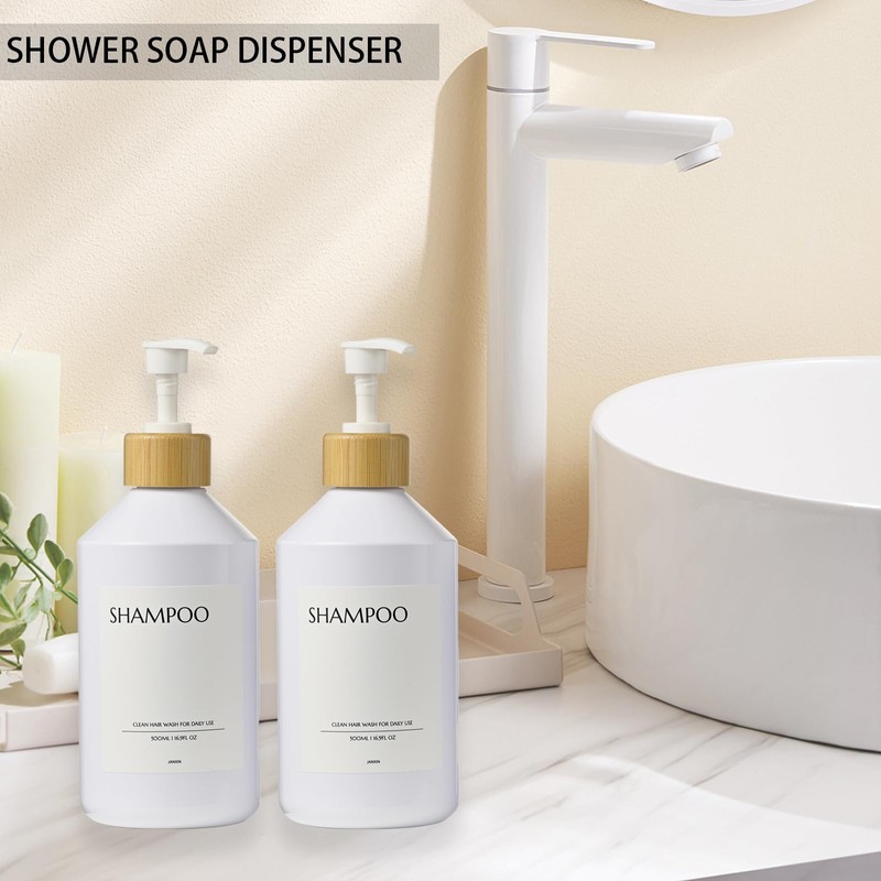 Janxin Refillable Shampoo and Conditioner Bottles, Shampoo Bottles with Pump,