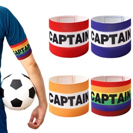 FIHODONE 4 PCS Captains Armband, Captain Armband Football Adjustable,Captain Armband Football Adult, Captains Armband for Soccer Training, Soccer Captain Armband, Elastic Soccer Captain Armband