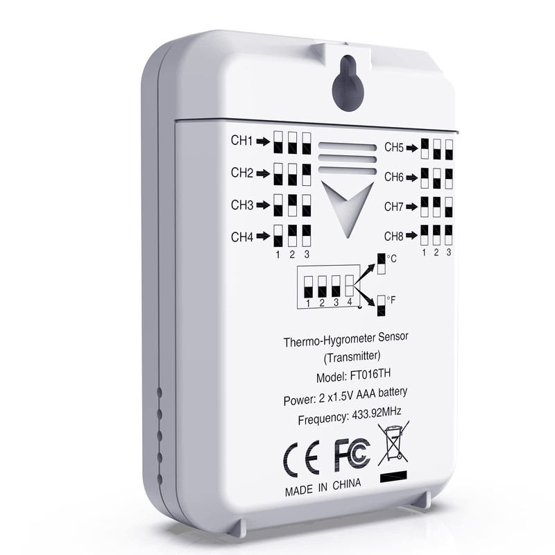 CURCONSA Indoor & Outdoor Temperature and Humidity Sensor, FT016TH Wireless