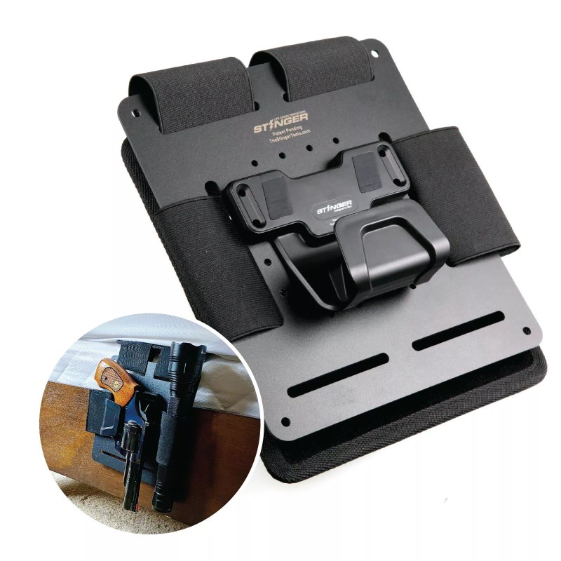 Stinger Mattress Bedside Handgun Magnetic Holster extra magazines flashlights knives