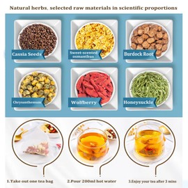 Meideal Chrysanthemum Cassia Seed & Burdock Goji Berry Tea, Liver Cleanse & Detox Herbal Tea Bags, 20 Count, Vegan, Sugar-Free & Caffeine-Free (TWO BOXES)