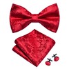Gusleson Paisley Red Bow Tie Pocket Square Set for Wedding