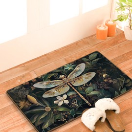 FIicy Vintage Dragonfly Door Mat - Dragonfly Gifts for Women Welcome Mat, Retro Vintage Dragonflies Decor Floor Mats for Kitchen Bathroom, Dragonflies Decor Front Door Entrance Decor, 17x29 Inch