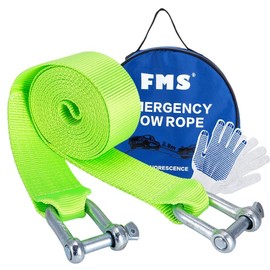 FMS Correa de Remolque de Nailon Resistente con 2 Ganchos de Seguridad y Funda de Transporte, 5,08 x 31,75 cm, Capacidad de 34,9 kg (Verde)