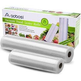 Aobosi Recyclable Vacuum Sealer Bags Vacuum Food Sealer Rolls BPA Free&LFGB Approved Reusable Food Storage Bags 2 Pack Roll 20cmX6m and 28cmX6m,for Sous Vide Cooker and All Vaccum Food Sealer Machines