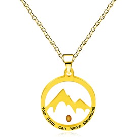 Yongxu Faith Mountain Mustard Seed Pendant Necklace Religious Jewelry for Men and Women Christian Inspirational Charm Necklace Christian Bless Jewelry