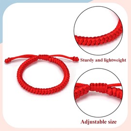 WKRTDY Set of 3 Braided Kabbalah Bracelets for Women, Men and Children - Red Bracelet as Friendship and Lucky Charm with Lace Rope Design, Textile