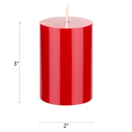 Mega Candles 6 pcs Unscented Solid Red Pillar Candles, Hand Poured Premium Wax Candle 2 Inch x 3 Inch, Home Décor, Spas, Weddings, Occasions, Party, Centerpieces, Holidays, Vigils, Prayers