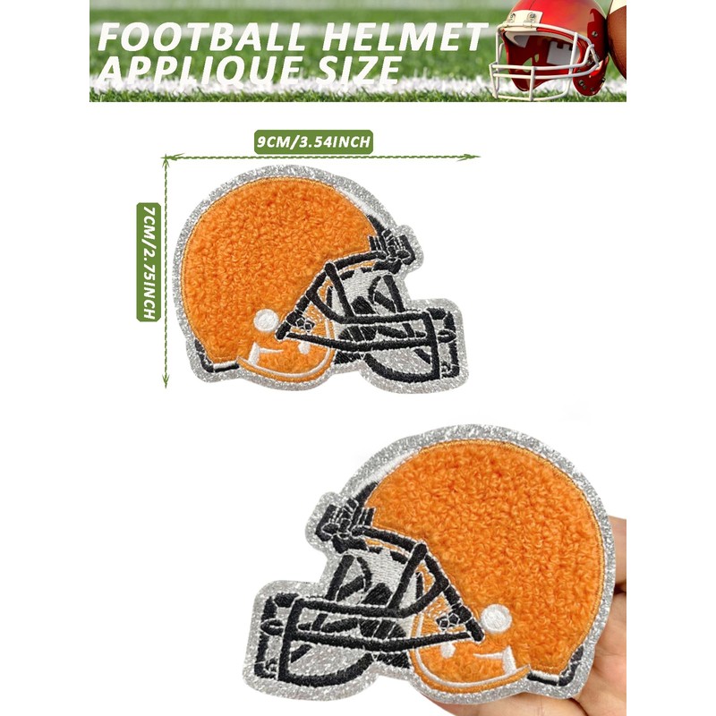 SAIXCCS 6pcs Football Iron on Patches, Helmet Chenille Patches for
