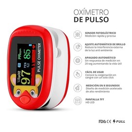 Oxímetro Infantil Monitor Digital de Oxigenación (Rojo), 1.0 unidad                                                                                   