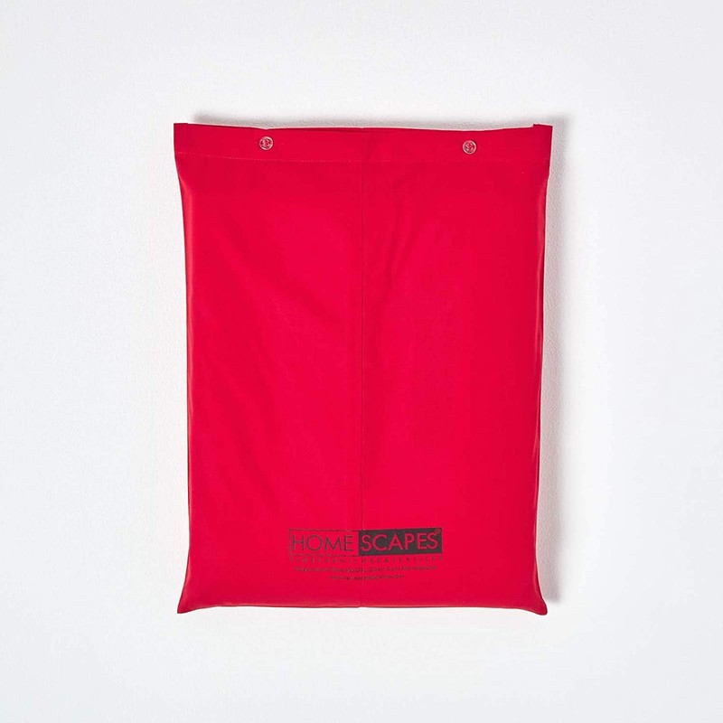 HOMESCAPES Red Deep Fitted Sheet (12”) Double 200 TC 400