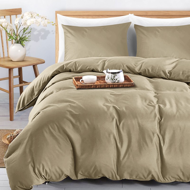 MOONLIGHT20015 Single Duvet Cover Beige Solid Soft Single Bedding Duvet