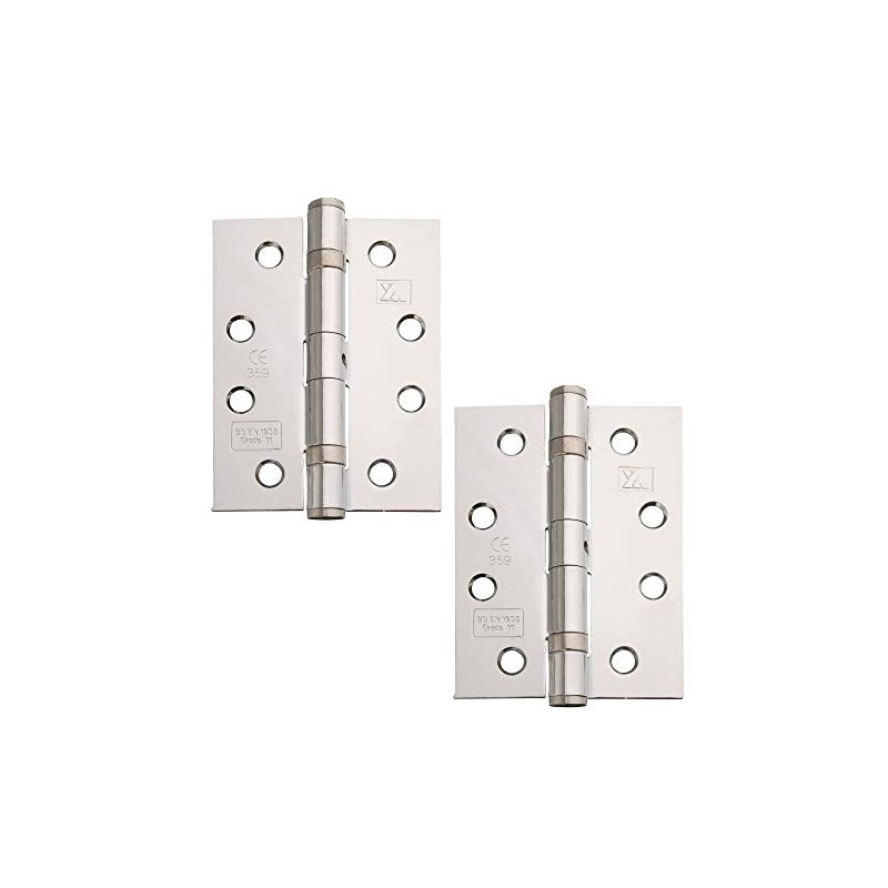 Excel XL866 Pair of 4" Grade 11 Door Hinges, Polished