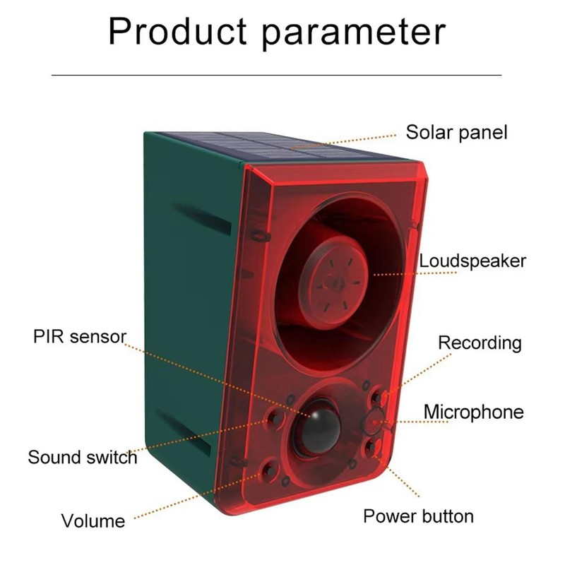Outdoor Solar Motion Sensor Alarm - Barking and Shooting Dog,