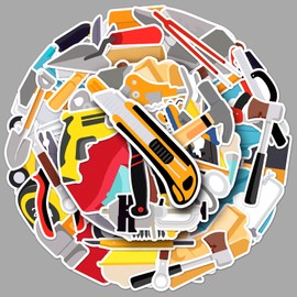 Pack of 50 Tool Stickers Pack Tool Sticker Set Waterproof Vinyl Sticker for Laptop Children Cars Motorcycle Bicycle Skateboard Luggage Suitcase Computer Sticker Graffiti Decal