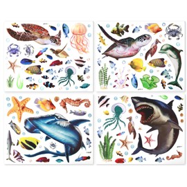 Lotnery Under The Sea Wall Stickers for Kids - Removable Ocean Adventure with Sharks, Turtles & Jellyfish | Bathroom, Nursery & Bedroom Decor DIY Marine Life Decals