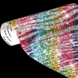 12000 Pieces Bling Crystal Rhinestones Sticker with 2 mm Rhinestones DIY Car Decoration Sticker Self-Adhesive Glitter Rhinestones Crystal Gem Stickers, 9.4 x 7.9 Inch (Rainbow)