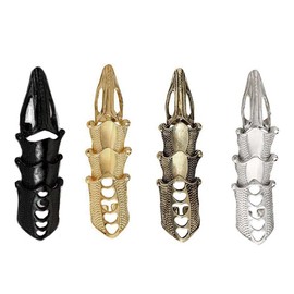 Prosy Gothic Pack of 4 Knuckle Ring Punk Armour Joint Open Ring Claw Finger Rings Flexible for Men and Women Metal No Gemstone, Metal, No Gemstone