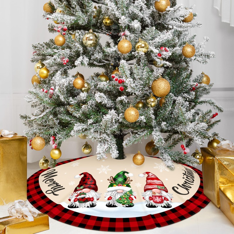 Christmas Tree Skirt 48 Inch Buffalo Plaid Tree Skirt Red
