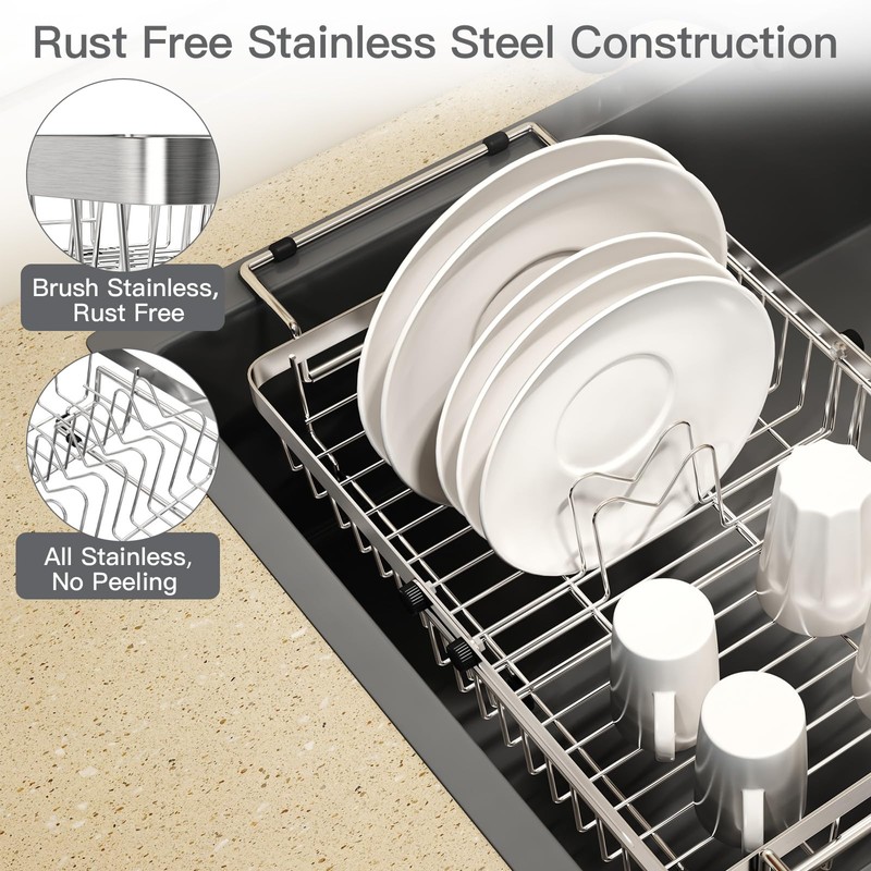 Small Expandable Over The Sink Dish Drainer Drying Rack In