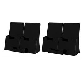 Marketing Holders 2 Pack Dual Brochure Holder for 4.25" Trifolds with 3.5" x 2" Business Card Pocket Black Acrylic Retail Checkout Counter Display