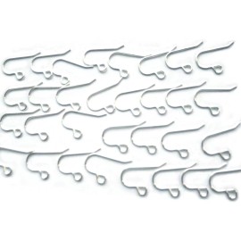 JensFindings 32 Qty. Ear Wire with Backside Loop .925 Sterling Silver Fish Hooks Earwires