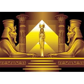 BELECO 2.1x1.5m Fabric Golden Egypt Temple Backdrop Palace Hall Stairway Egyptian Pyramid Pharaoh Sphinx Egypt Queen Cleopatra Photo Background Wallpaper Egypt Party Decor Portrait Shooting