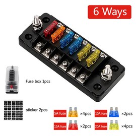 YEHEI Fuse Box Holder Flame Retardant 6 Ways Blade Fuse Block with Cover Accessories for Car Marine Boat Truck Trailer