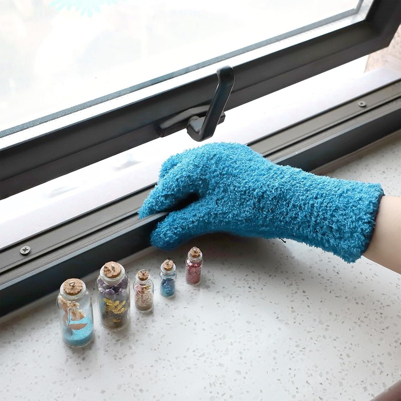 Patelai 2 Pairs Microfiber Gloves for plants Dusting Cleaning Glove